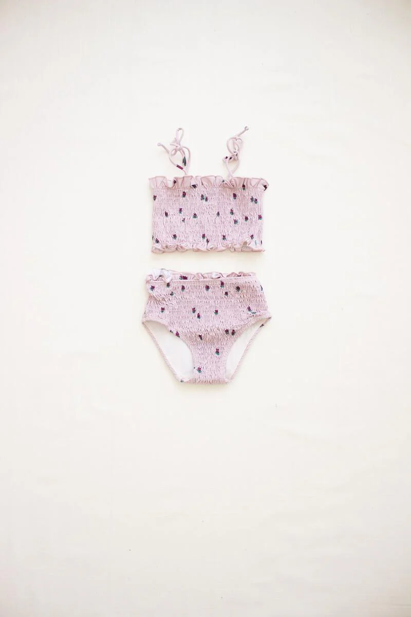 Maillot 2 pièces à fronces - Tulipes