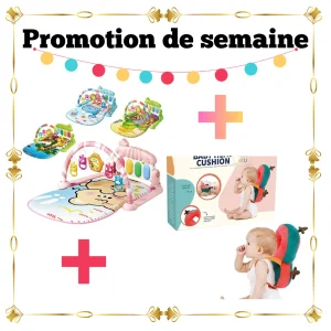 Pack Bébé 2 Articles – Tapis d’Éveil Piano Musical + Coussin de Protection Tête