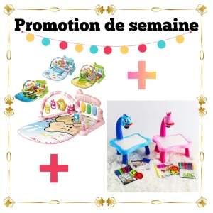 Pack Bébé 2 Articles – Tapis d’Éveil Piano Musical + Table de Dessin avec Projecteur