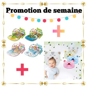 Pack Bébé 2 Articles – Tapis d’Éveil Piano Musical + Coussin Oreiller Bébé