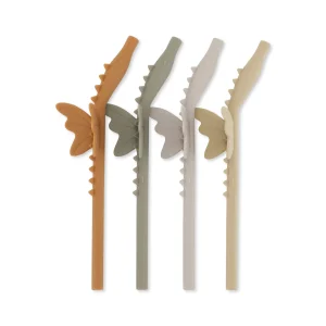 4 Pailles en silicone Dragon - Caramel