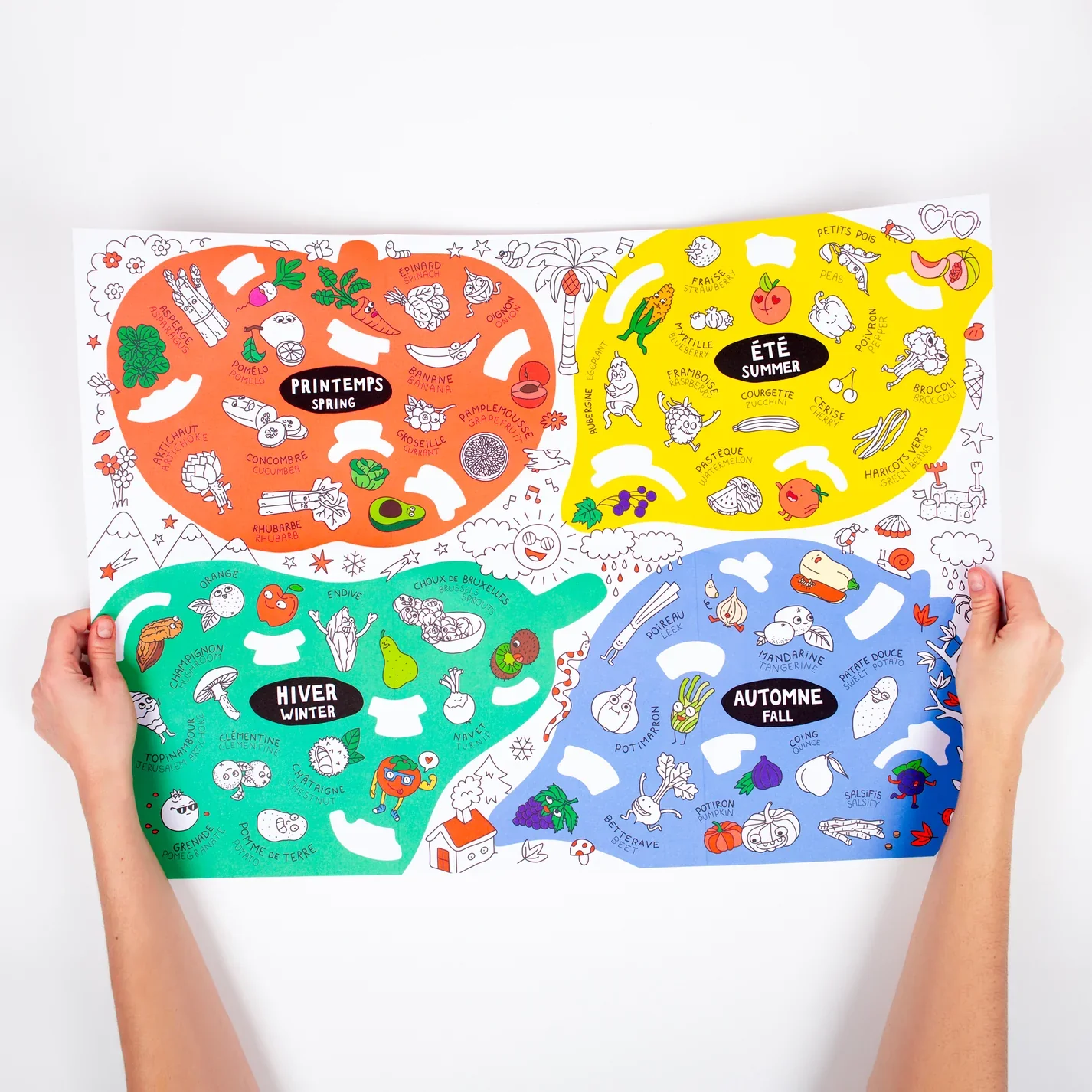 Affiche géante SCHOOL à colorier + Autocollants - Fruits & Vegetables – Image 2