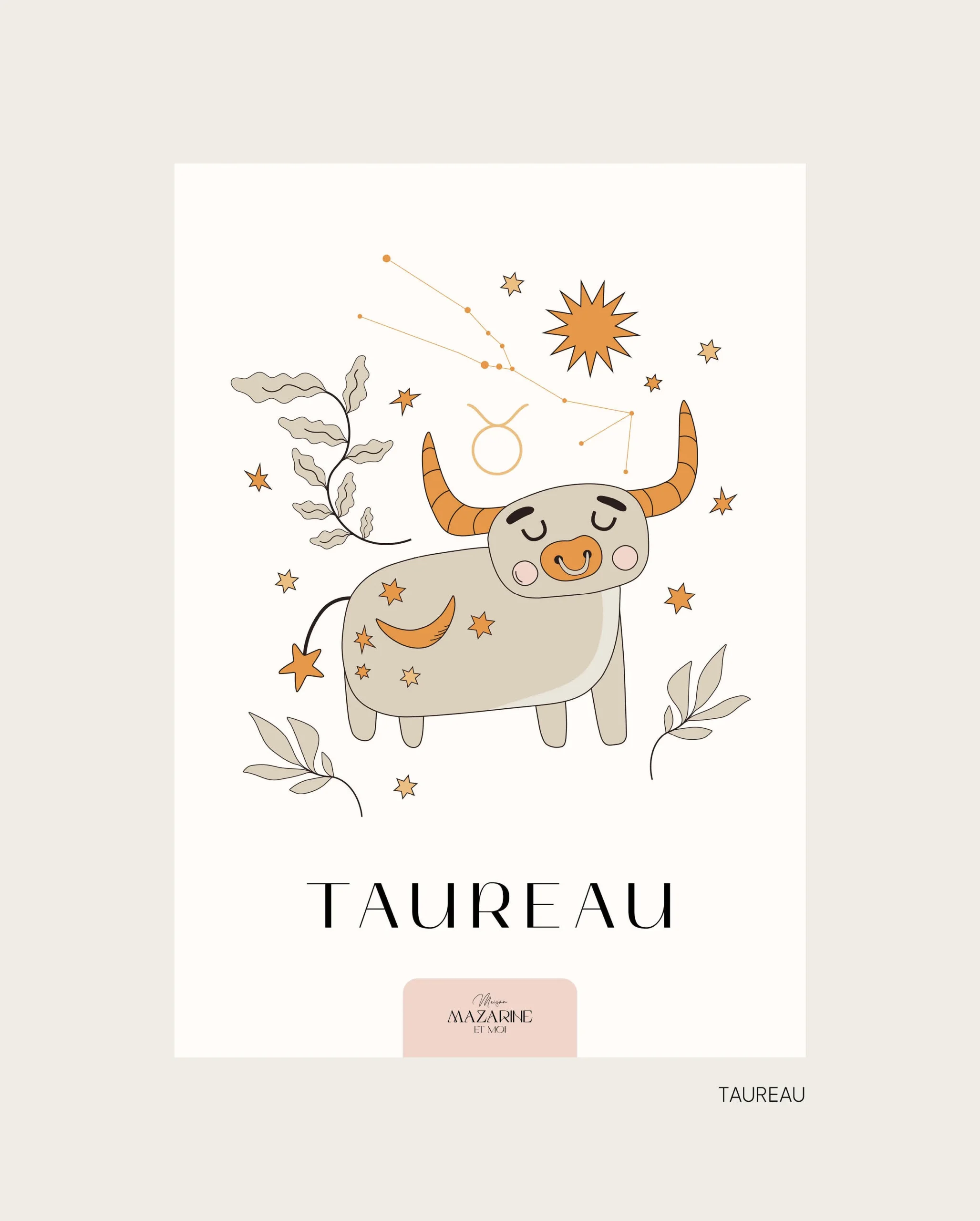Affiche Signe Astro TAUREAU pour Bébé