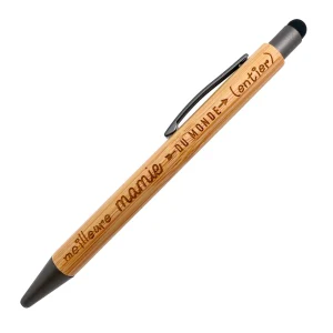 STYLO BAMBOU AVEC EMBOUT TACTILE - MAMIE - MEILLEURE DU MONDE ENTIER