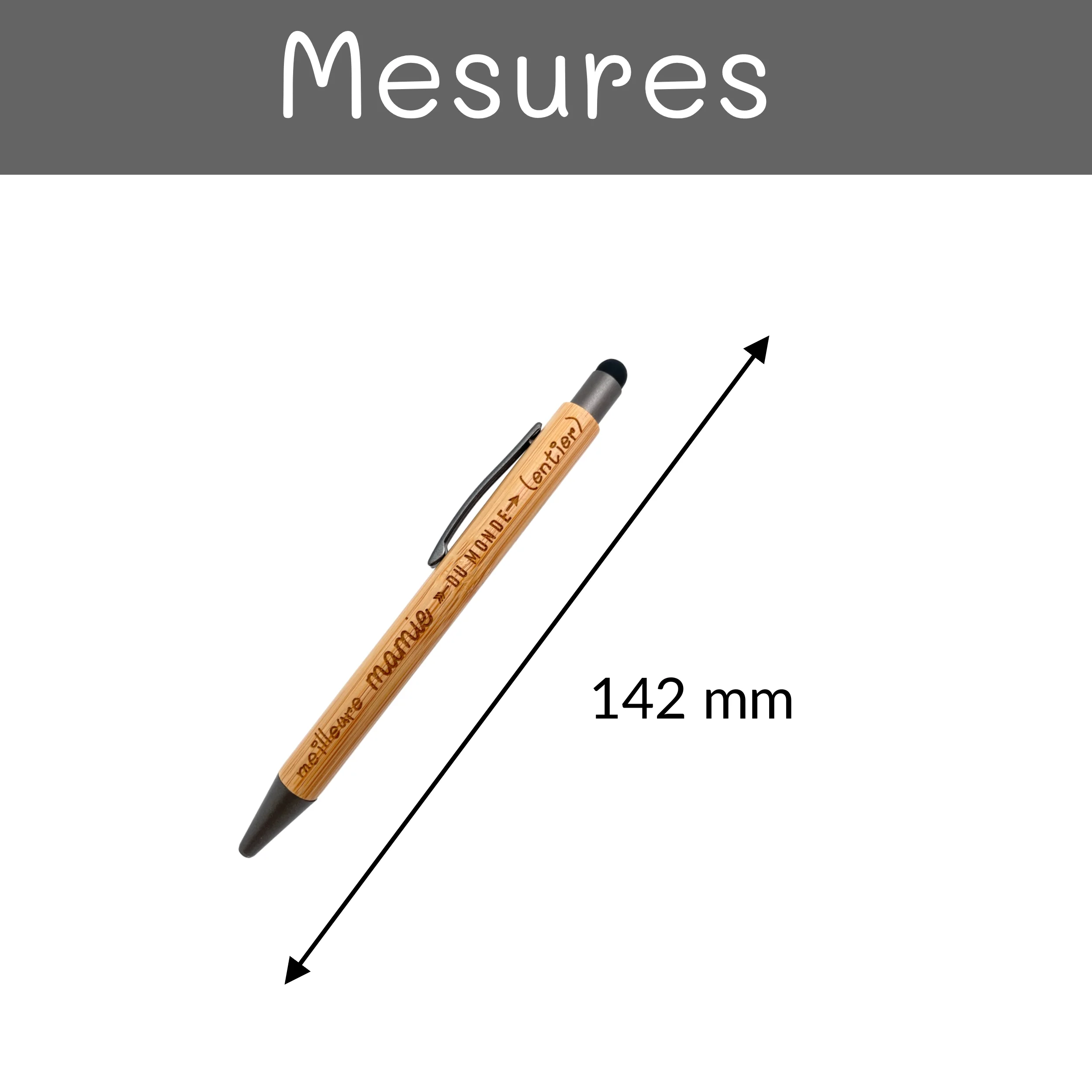 STYLO BAMBOU AVEC EMBOUT TACTILE - MAMIE - MEILLEURE DU MONDE ENTIER – Image 5