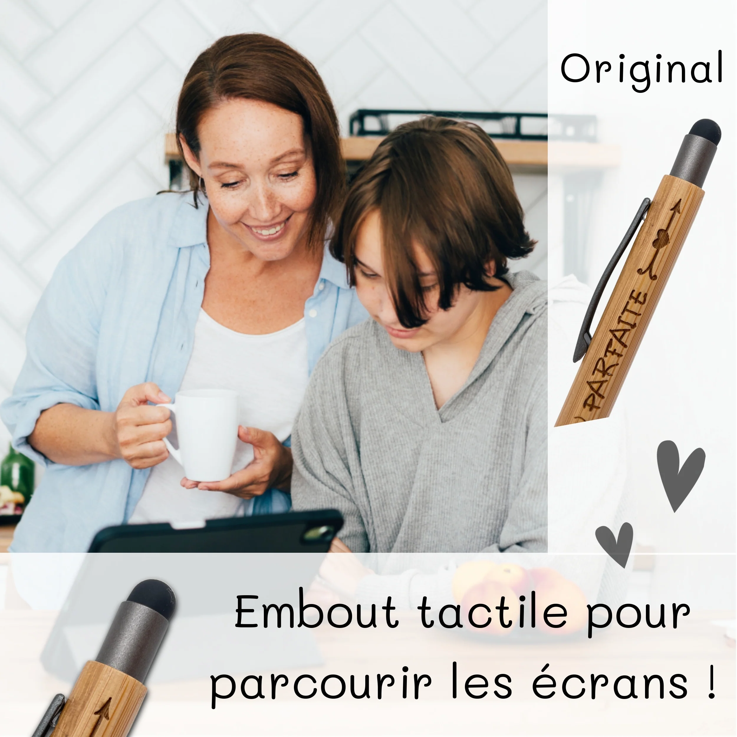 STYLO BAMBOU AVEC EMBOUT TACTILE - MAMAN - PRESQUE PARFAITE – Image 2