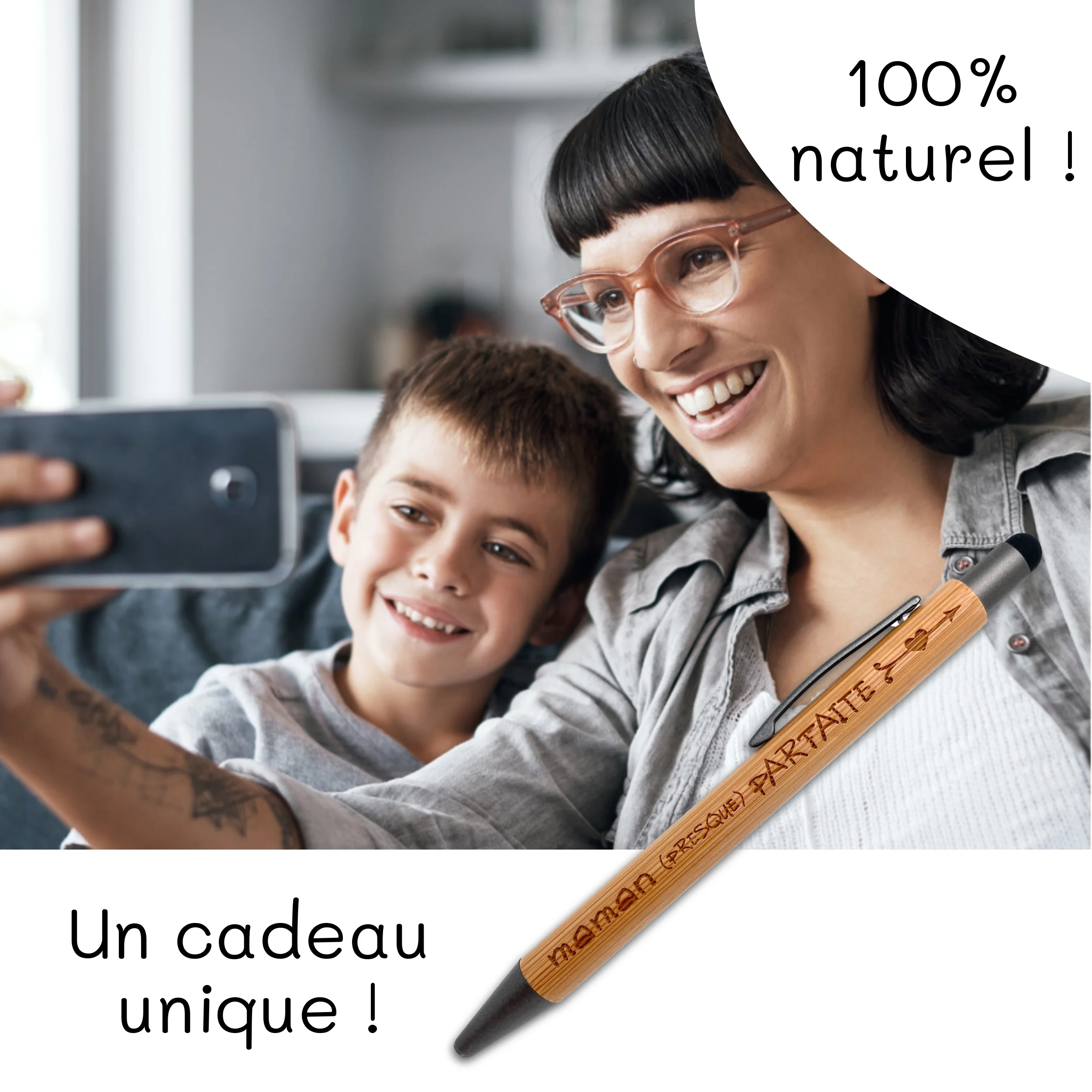 STYLO BAMBOU AVEC EMBOUT TACTILE - MAMAN - PRESQUE PARFAITE – Image 4