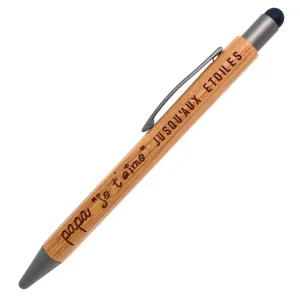 STYLO BAMBOU AVEC EMBOUT TACTILE - PAPA - JE T'AIME JUSQU'AUX ETOILES