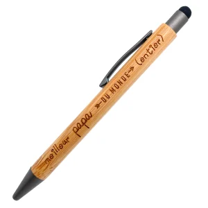 STYLO BAMBOU AVEC EMBOUT TACTILE - PAPA - MEILLEUR DU MONDE ENTIER
