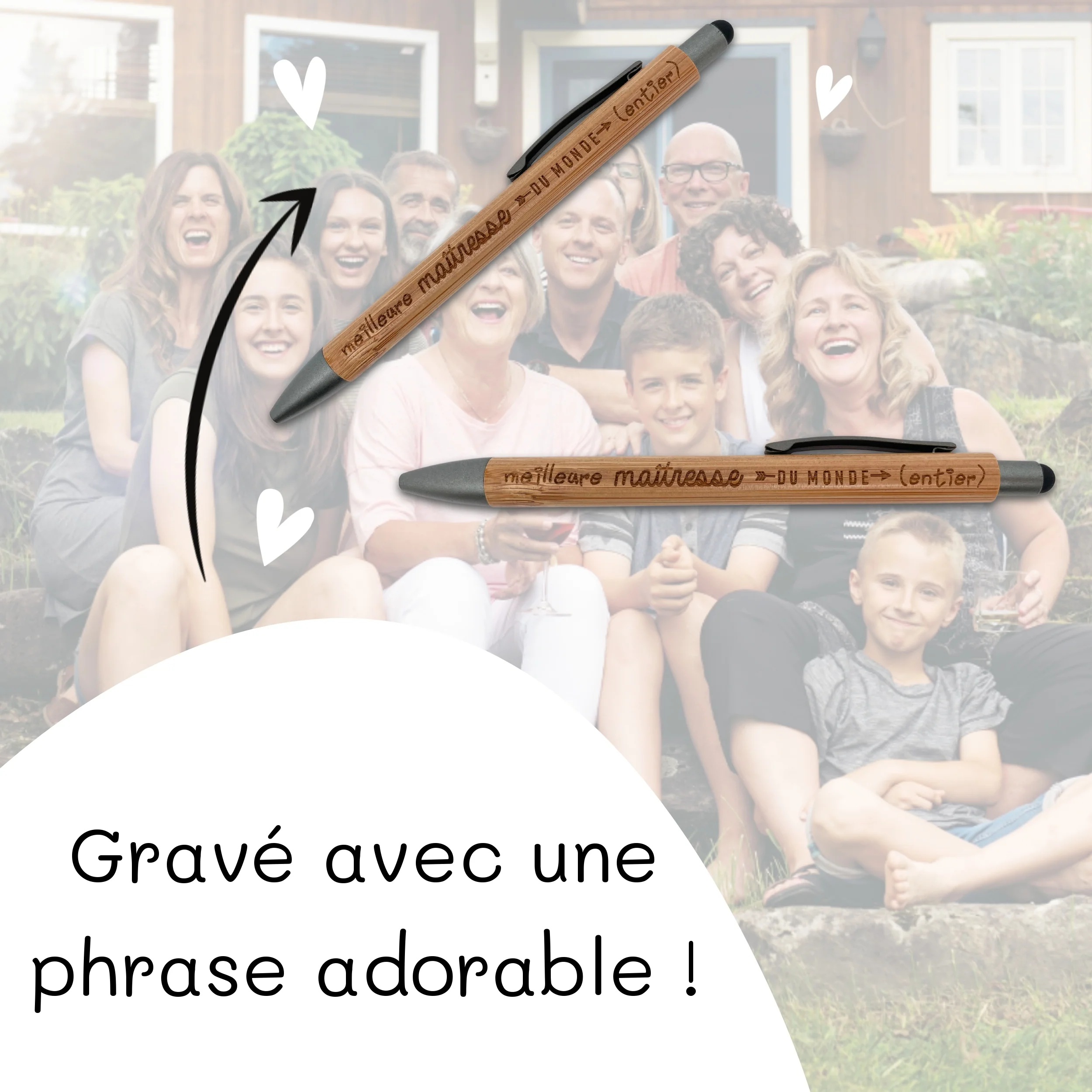 STYLO BAMBOU AVEC EMBOUT TACTILE - MAITRESSE - MEILLEURE DU MONDE ENTIER – Image 2