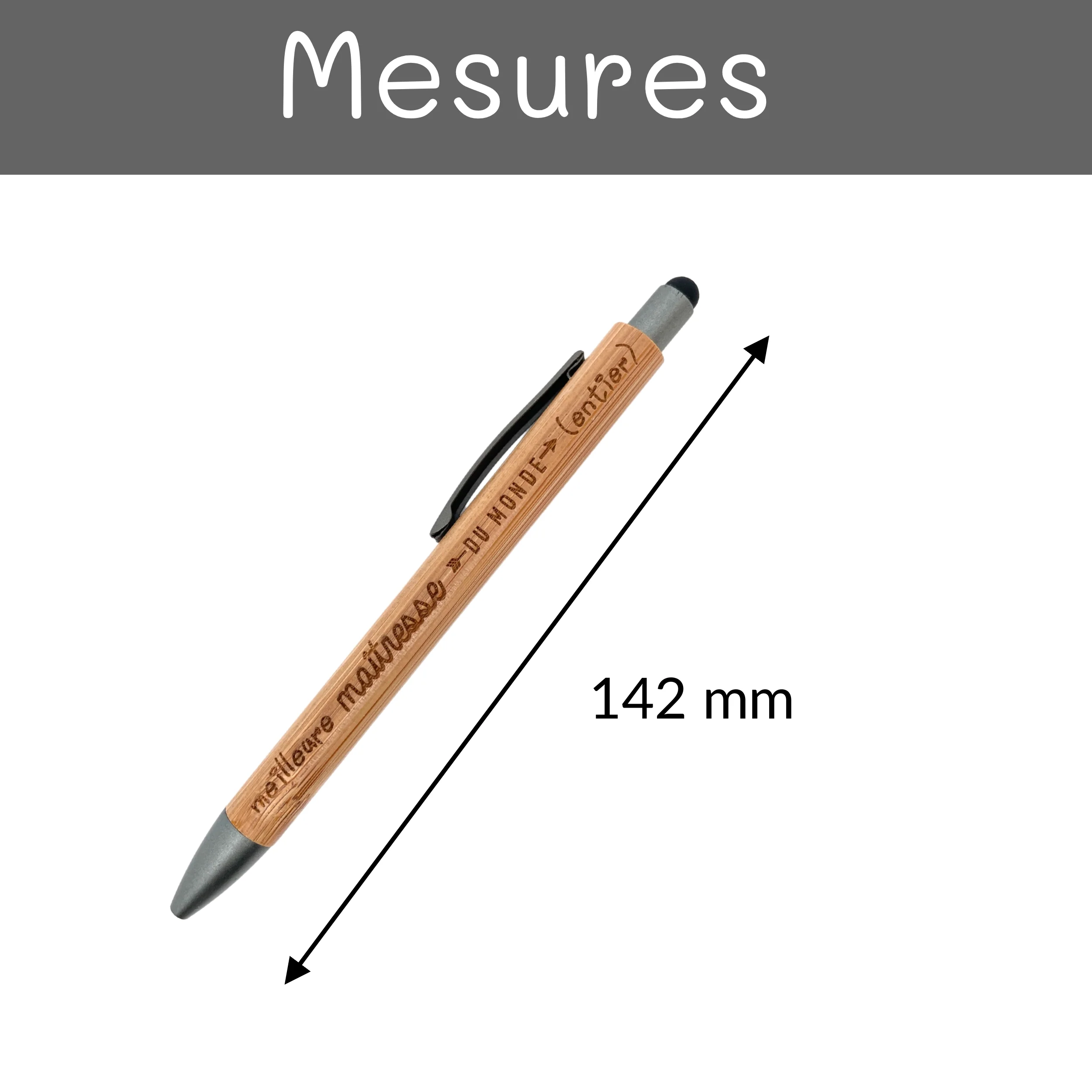 STYLO BAMBOU AVEC EMBOUT TACTILE - MAITRESSE - MEILLEURE DU MONDE ENTIER – Image 6