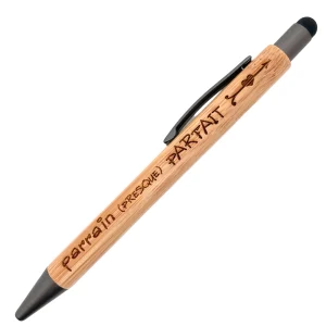STYLO BAMBOU AVEC EMBOUT TACTILE - PARRAIN - PRESQUE PARFAIT