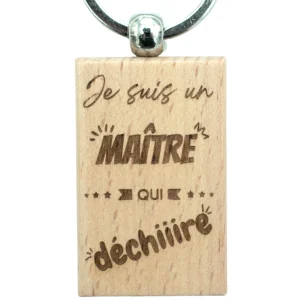 PORTE-CLEFS RECTANGLE EN BOIS - MAITRE - MAITRE QUI DECHIRE