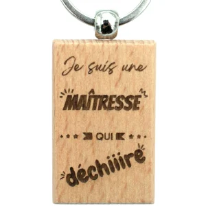 PORTE-CLEFS RECTANGLE EN BOIS - MAITRESSE - MAITRESSE QUI DECHIRE