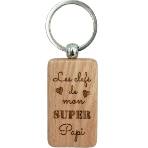 PORTE-CLEFS RECTANGLE EN BOIS - PAPI - LES CLEFS