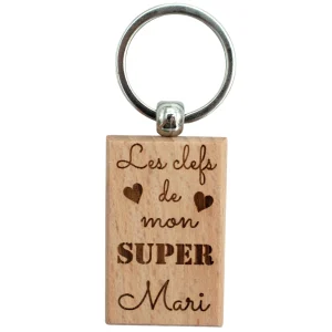 PORTE-CLEFS RECTANGLE EN BOIS - MARI - LES CLEFS