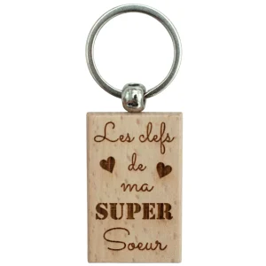 PORTE-CLEFS RECTANGLE EN BOIS - SOEUR - LES CLEFS