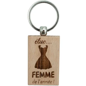 PORTE-CLEFS RECTANGLE EN BOIS - FEMME - ELUE
