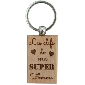 PORTE-CLEFS RECTANGLE EN BOIS - FEMME - LES CLEFS