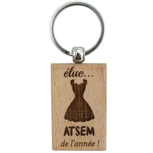 PORTE-CLEFS RECTANGLE EN BOIS - ATSEM - ELUE