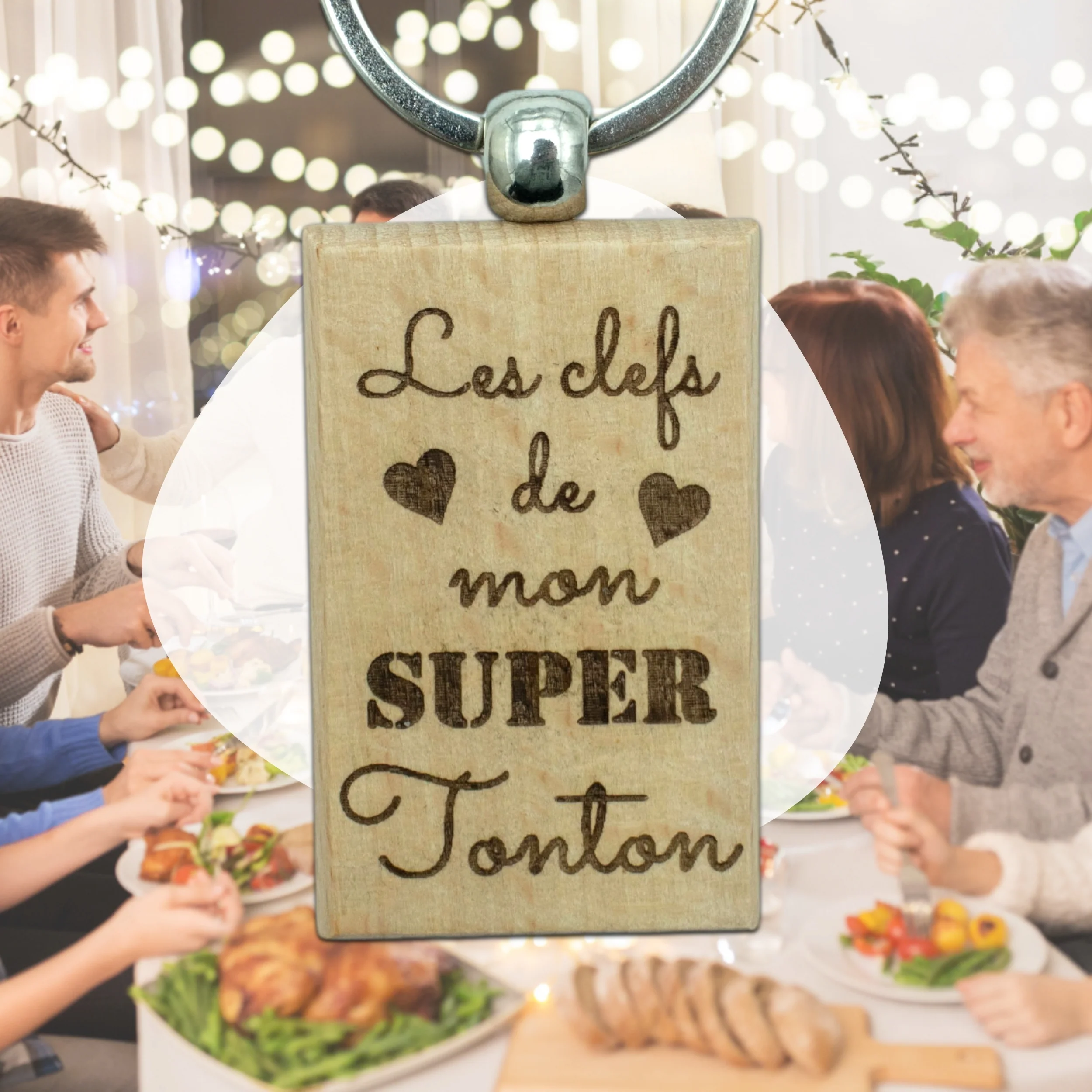 PORTE-CLEFS RECTANGLE EN BOIS - TONTON - LES CLEFS – Image 3