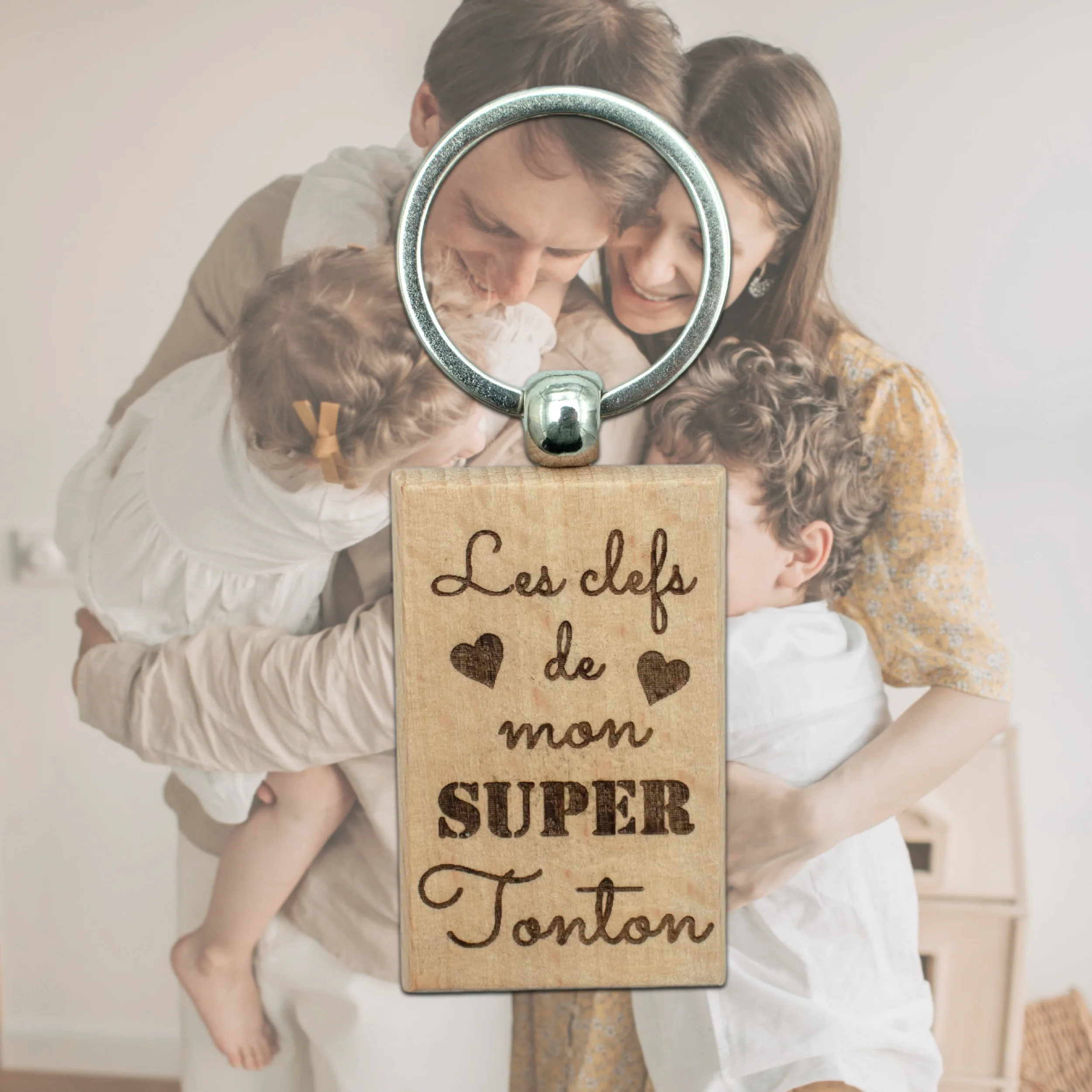 PORTE-CLEFS RECTANGLE EN BOIS - TONTON - LES CLEFS – Image 5