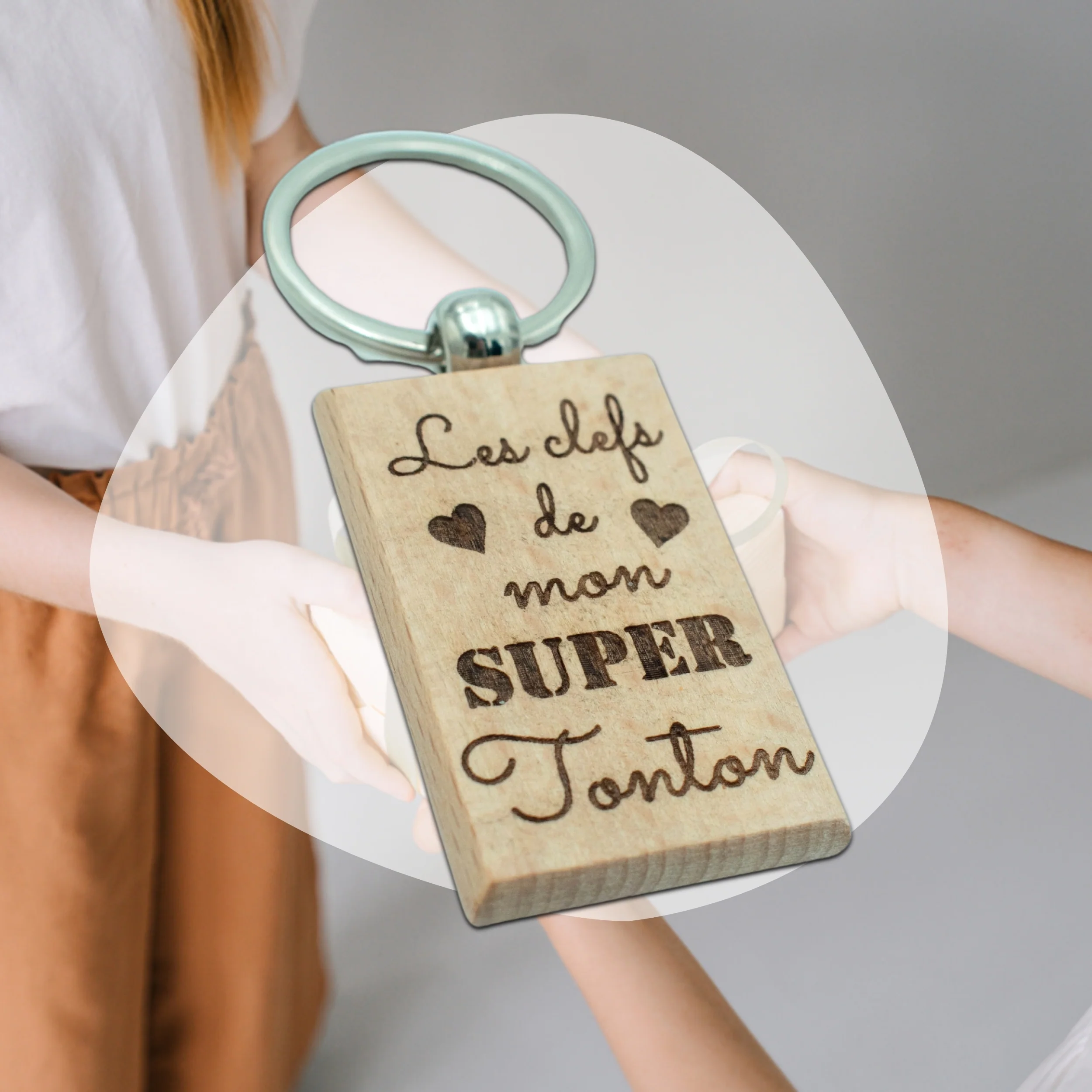 PORTE-CLEFS RECTANGLE EN BOIS - TONTON - LES CLEFS – Image 7