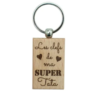 PORTE-CLEFS RECTANGLE EN BOIS - TATA - LES CLEFS