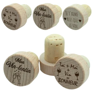 LOT DE 3 BOUCHONS EN LIEGE - AMOUR - LOT N°1