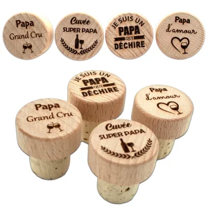 LOT DE 4 BOUCHONS EN LIEGE - PAPA - LOT N°1