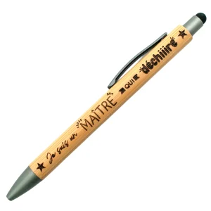 STYLO BAMBOU AVEC EMBOUT TACTILE - MAITRE - MAITRE QUI DECHIRE