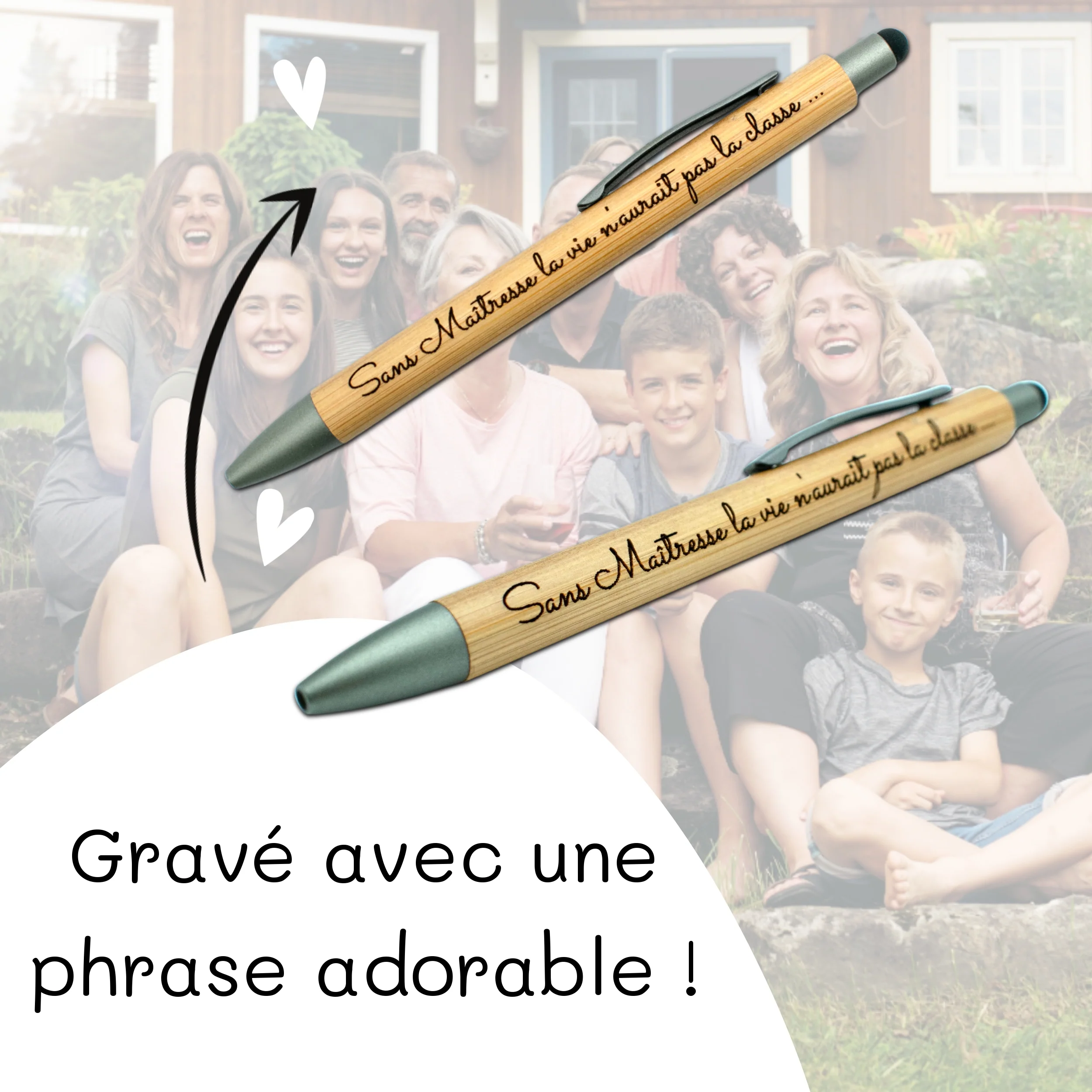 STYLO BAMBOU AVEC EMBOUT TACTILE - MAITRESSE - LA CLASSE – Image 2