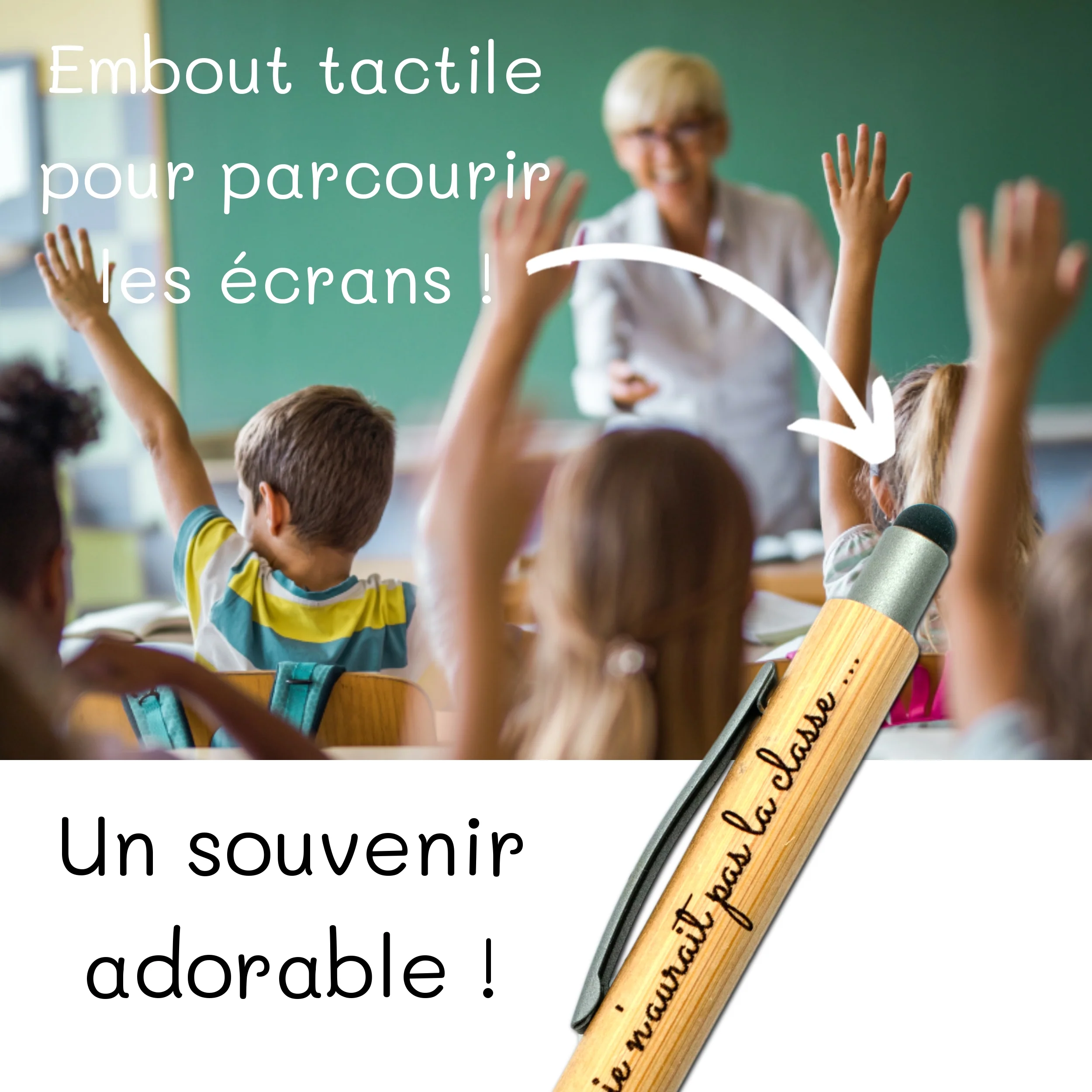 STYLO BAMBOU AVEC EMBOUT TACTILE - MAITRESSE - LA CLASSE – Image 5