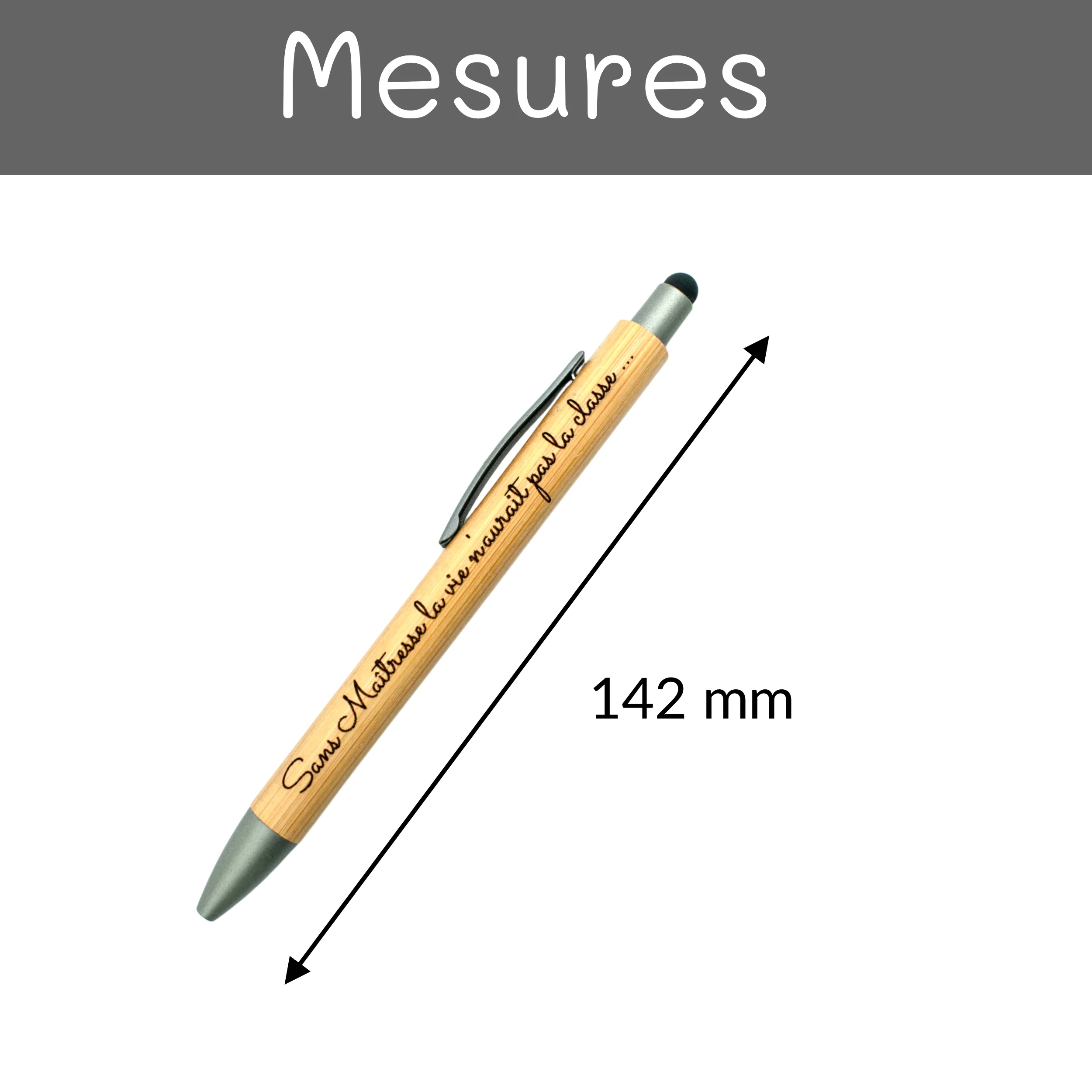 STYLO BAMBOU AVEC EMBOUT TACTILE - MAITRESSE - LA CLASSE – Image 6