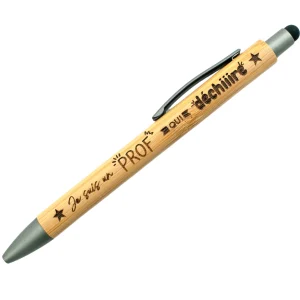 STYLO BAMBOU AVEC EMBOUT TACTILE - PROF - UN PROF QUI DECHIRE