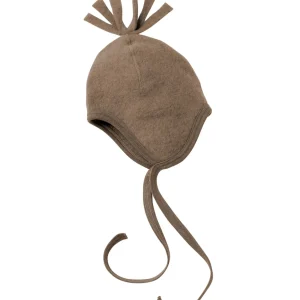 Bonnet à pompon en mérinos - Noisette mélange