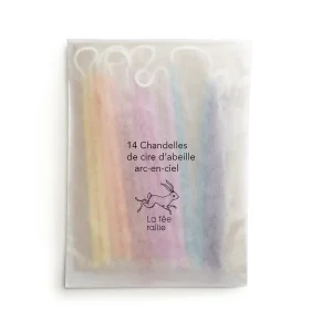 Chandelles de fête en cire d'abeille - Arc-en-ciel