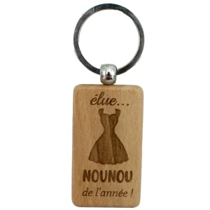 PORTE-CLEFS RECTANGLE EN BOIS - NOUNOU - ELUE