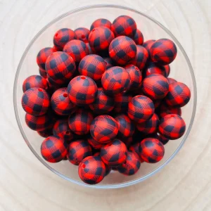 Perle silicone imprimées Rouge Bûcheron