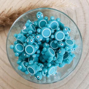 Perle silicone tortue turquoise