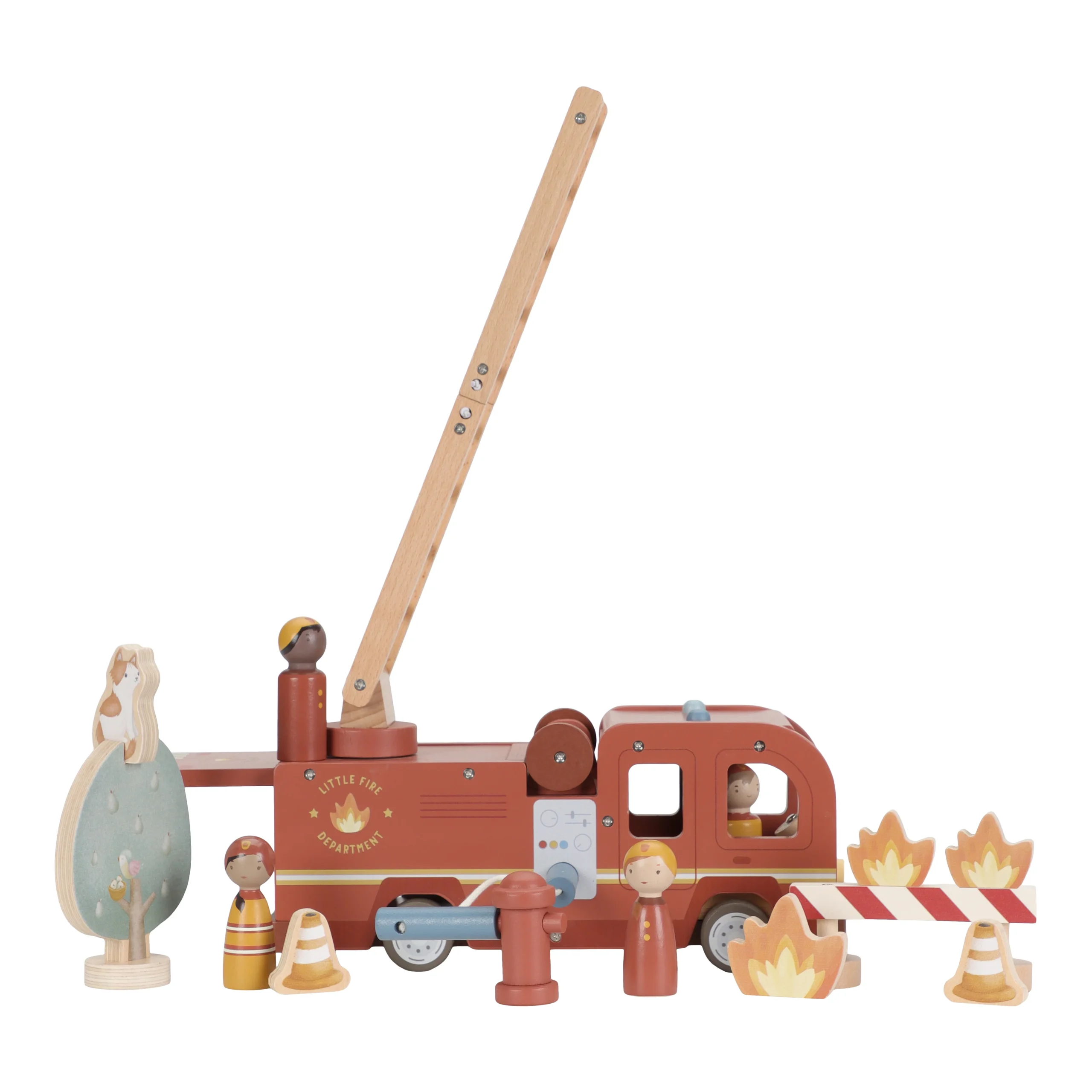 Camion de pompiers et accessoires en bois – Image 6