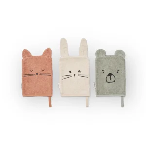 Lot de 3 gants de toilette | Animaux