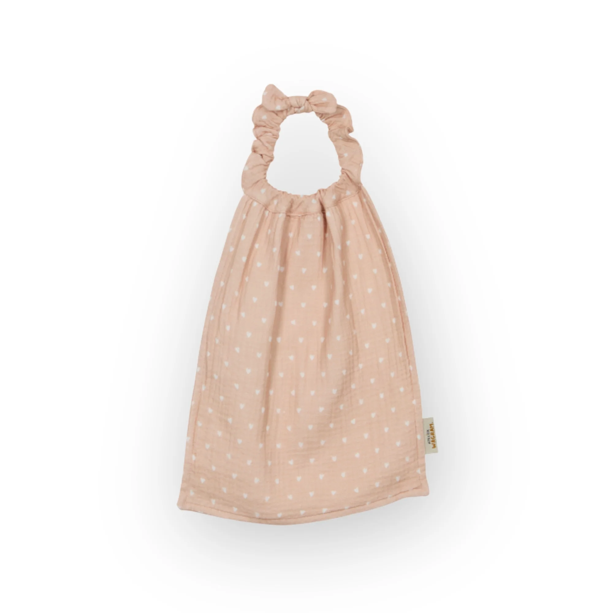 Serviette de cantine | Gaze beige petits coeurs