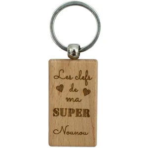 PORTE-CLEFS RECTANGLE EN BOIS - NOUNOU - LES CLEFS