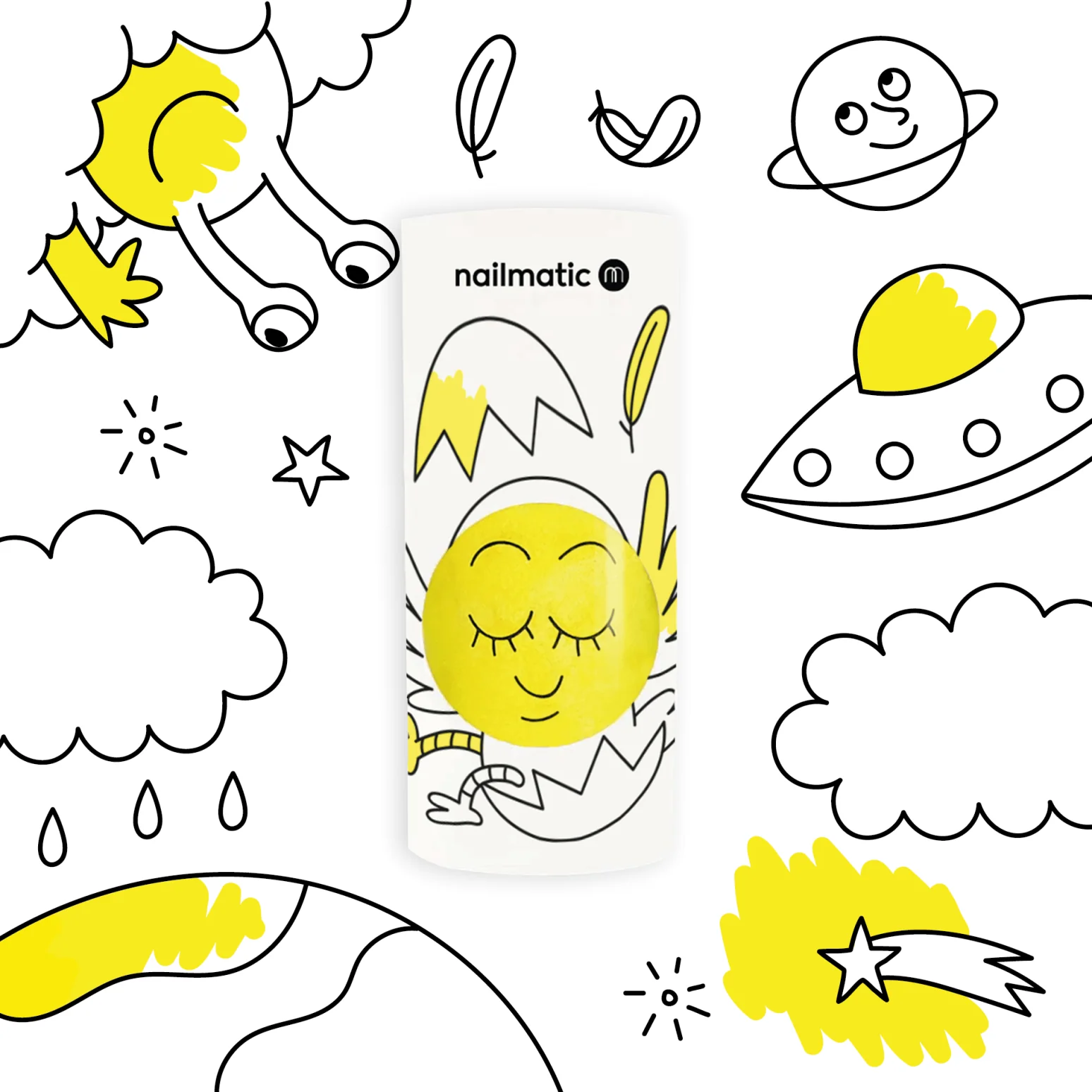 Vernis à ongles lavable - Titi (jaune fluo pailleté) – Image 2