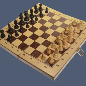 Jeu d'échecs dans son coffret pliable en bois - Fabriqué dans le Jura