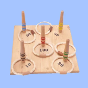 Jeu du lancer d'anneaux en bois naturel - Made in France