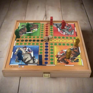 Coffret 4 Jeux Made in France - Petits Chevaux, Jeu de l'Oie, Dames et Jacquet