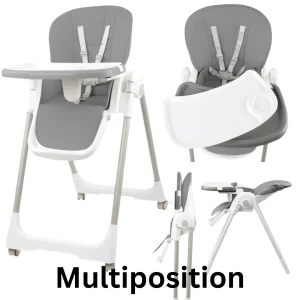 Chaise haute évolutive réglable avec Roues GRIS