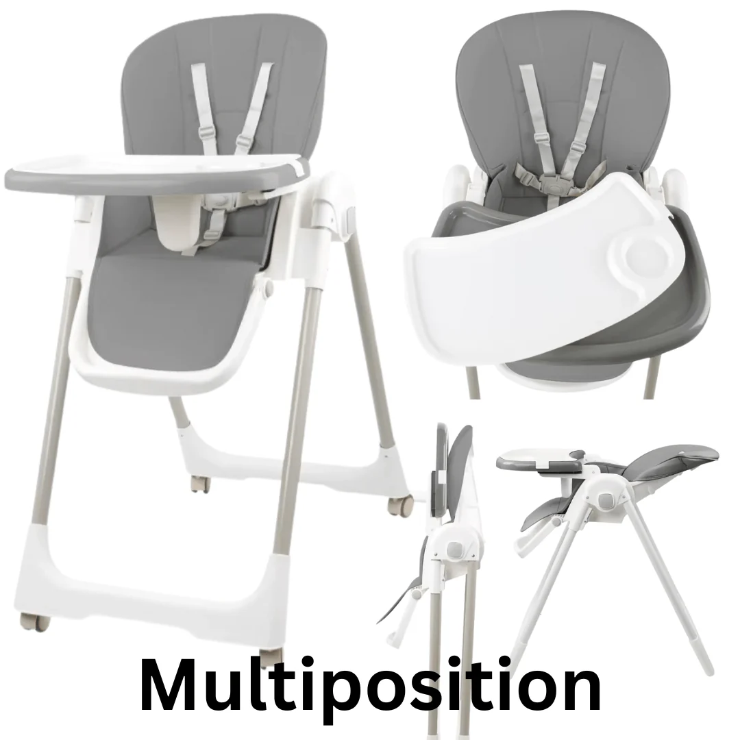 Chaise haute évolutive réglable avec Roues GRIS